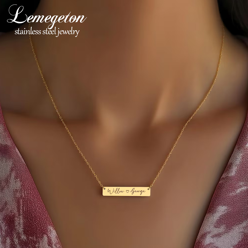Personalized Minimalist Bar Na - Handwriting Necklace Bar recension och pris