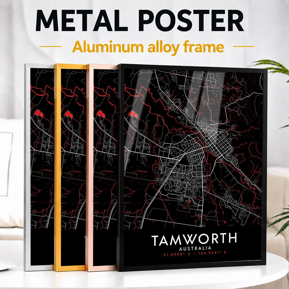 Tamworth Dark Map Framed Metal - Custom Map Poster recension och pris
