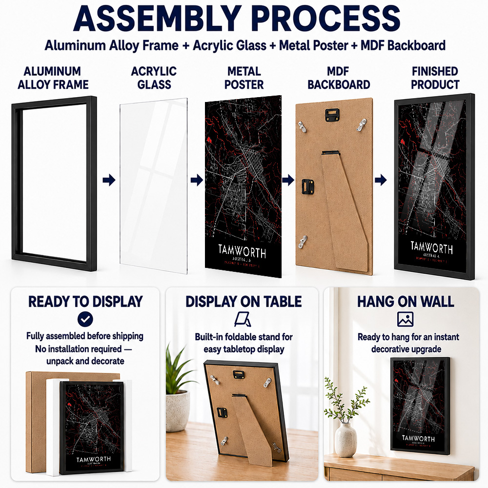 Tamworth Dark Map Framed Metal - Custom Map Poster recension och pris