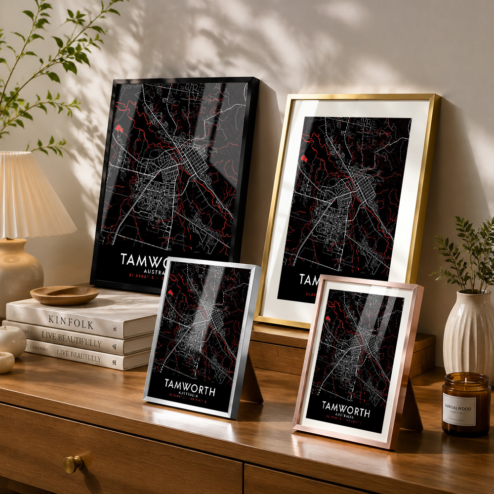 Tamworth Dark Map Framed Metal - Custom Map Poster recension och pris