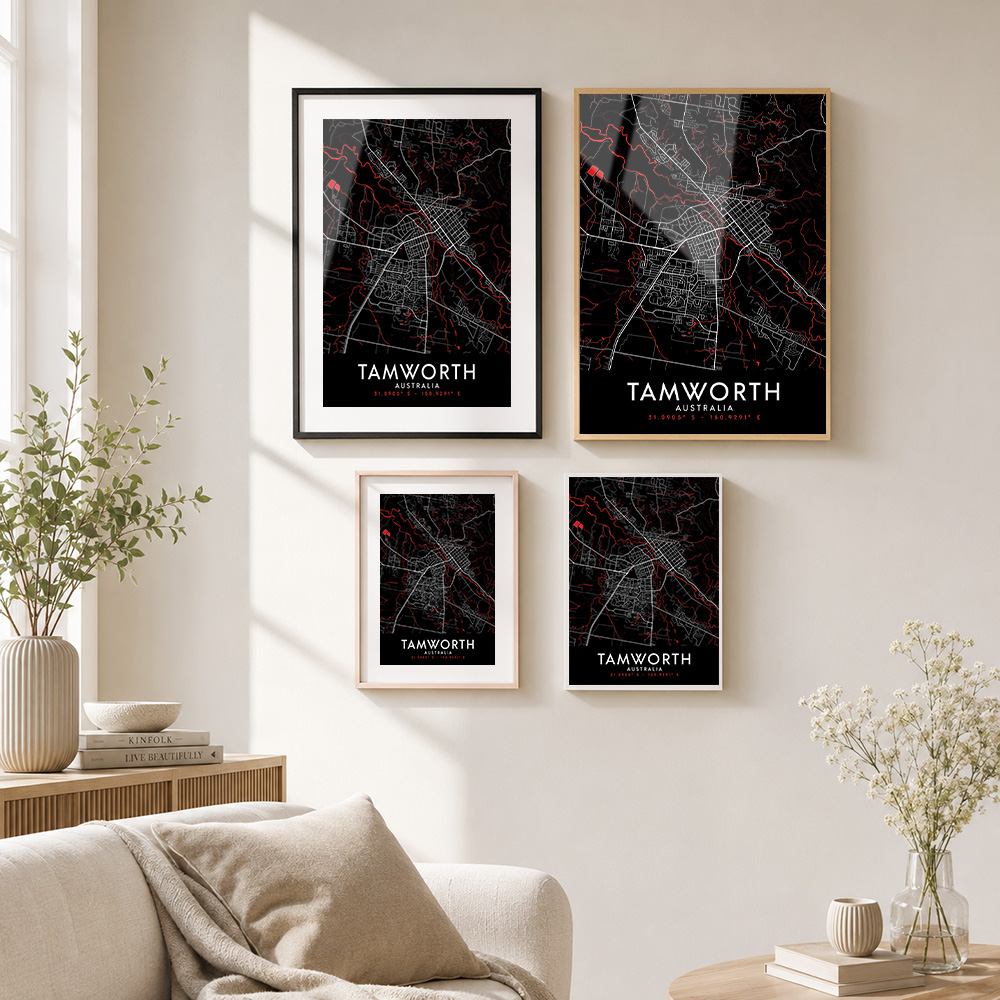 Tamworth Dark Map Framed Metal - Custom Map Poster recension och pris