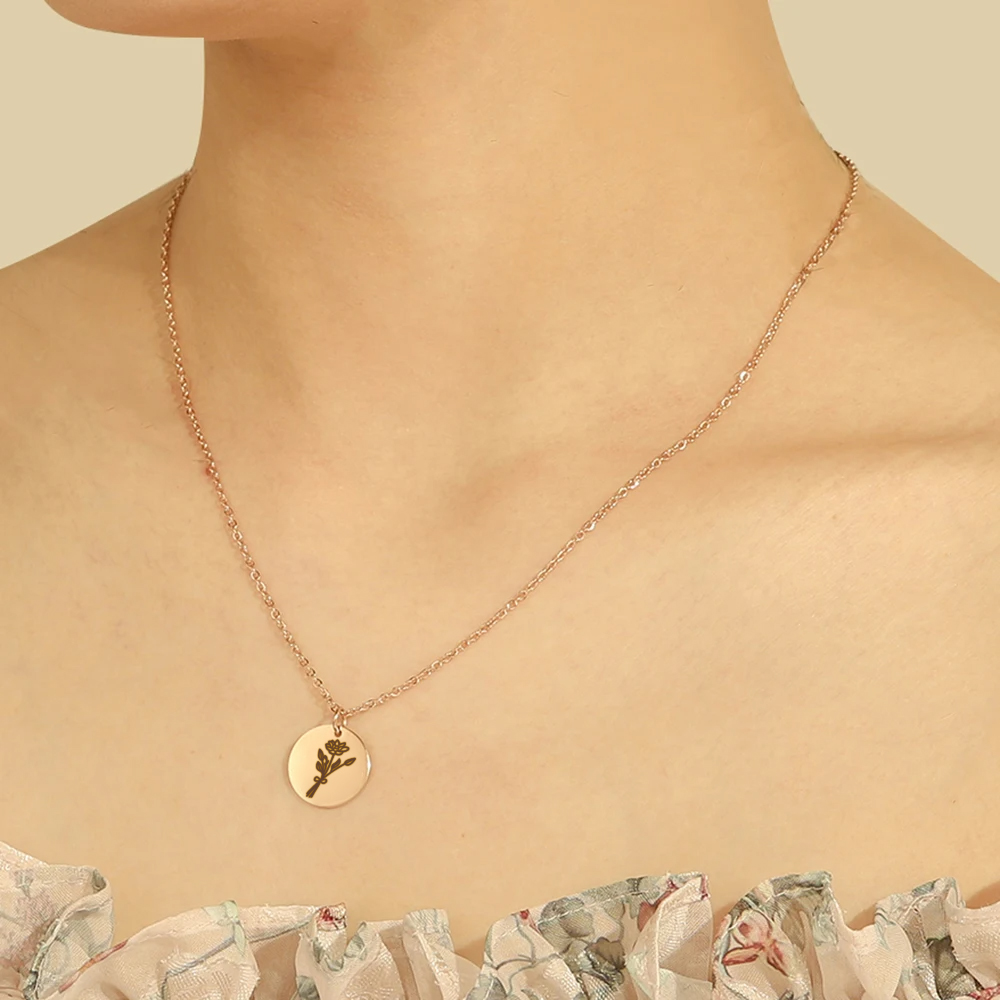 Custom Birth Month Flower Neck - Birth Flower Necklace recension och pris