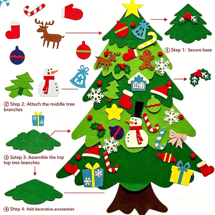 DIY Felt Christmas Tree with D - Family Tree Print recension och pris